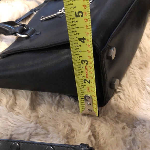 REBECCA MINKOFF Black Leather Two Top Handle Cross Body w Adjustable Strap - Picture 17 of 17